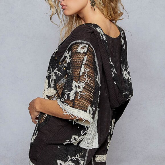 ❤️1 LG LEFT POL V-NECK RIBBED TOP HOODED - Picture 3 of 5